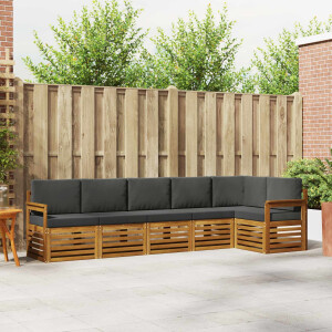 vidaXL Hoekbank Set 6 pcs Natuurlijk en Antraciet Massief Acaciahout