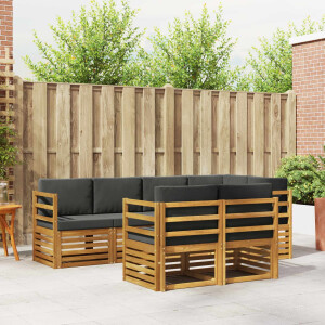 vidaXL Hoekbank Set 7 pcs Natuurlijk en Antraciet Massief Acaciahout