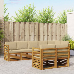 vidaXL Sofa-Sets 8 pcs Natuurlijk en Beige Massief Acaciahout