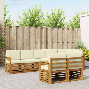 vidaXL Sofa-Sets 8 pcs Natuurlijk en Crème Massief Acaciahout