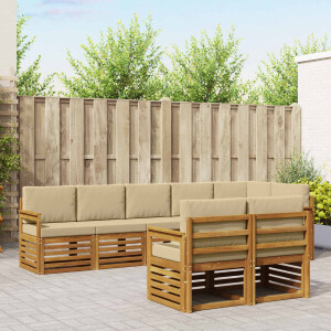 vidaXL Sofa-Sets 8 pcs Natuurlijk en Beige Massief Acaciahout