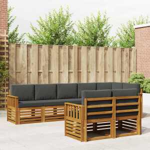 vidaXL Sofa-Sets 8 pcs Natuurlijk en Antraciet Massief Acaciahout