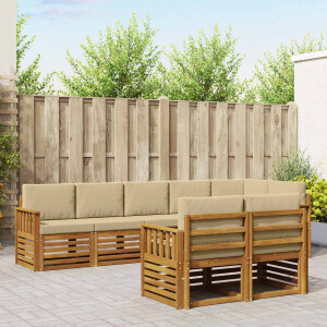 vidaXL Sofa-Sets 8 pcs Natuurlijk en Beige Massief Acaciahout