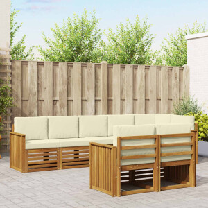 vidaXL Sofa-Sets 8 pcs Natuurlijk en Crème Massief Acaciahout