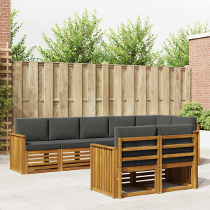 vidaXL Sofa-Sets 8 pcs Natuurlijk en Antraciet Massief Acaciahout