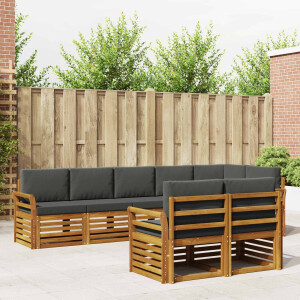 vidaXL Sofa-Sets 8 pcs Natuurlijk en Antraciet Massief Acaciahout