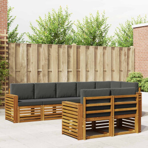 vidaXL Sofa-Sets 8 pcs Natuurlijk en Antraciet Massief Acaciahout