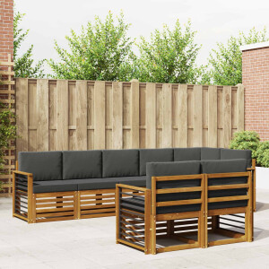 vidaXL Sofa-Sets 8 pcs Natuurlijk en Antraciet Massief Acaciahout