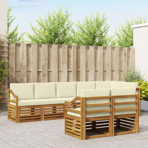 vidaXL Sofa-Sets 8 pcs Natuurlijk en Crème Massief Acaciahout