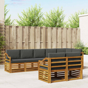 vidaXL Sofa-Sets 8 pcs Natuurlijk en Antraciet Massief Acaciahout