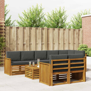 vidaXL Sofa-Sets 9 pcs Natuurlijk en Antraciet Massief Acaciahout