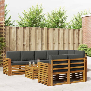 vidaXL Sofa-Sets 9 pcs Natuurlijk en Antraciet Massief Acaciahout