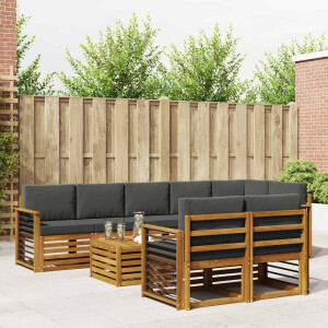 vidaXL Sofa-Sets 9 pcs Natuurlijk en Antraciet Massief Acaciahout