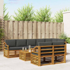 vidaXL Sofa-Sets 9 pcs Natuurlijk en Antraciet Massief Acaciahout