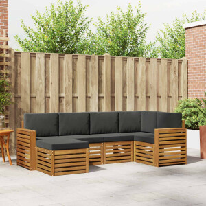 vidaXL Hoekbank Set 6 pcs Natuurlijk en Antraciet Massief Acaciahout