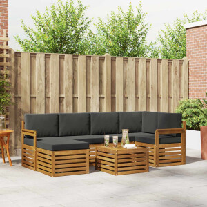 vidaXL Sofa-Sets 7 pcs Natuurlijk en Antraciet Massief Acaciahout