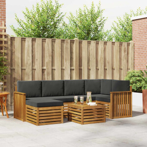 vidaXL Sofa-Sets 7 pcs Natuurlijk en Antraciet Massief Acaciahout