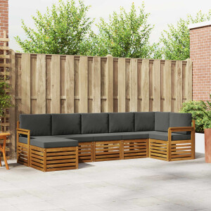 vidaXL Hoekbank Set 7 pcs Natuurlijk en Antraciet Massief Acaciahout