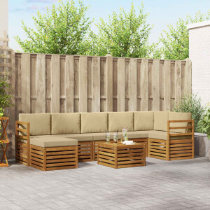 vidaXL Hoekbank Set 8 pcs Natuurlijk en Beige Massief Acaciahout