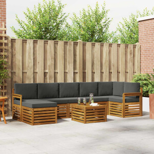 vidaXL Hoekbank Set 8 pcs Natuurlijk en Antraciet Massief Acaciahout