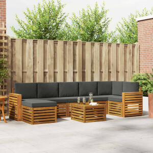 vidaXL Hoekbank Set 8 pcs Natuurlijk en Antraciet Massief Acaciahout