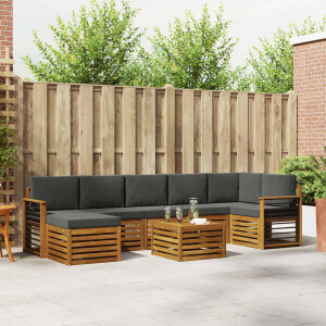 vidaXL Hoekbank Set 8 pcs Natuurlijk en Antraciet Massief Acaciahout
