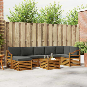 vidaXL Hoekbank Set 8 pcs Natuurlijk en Antraciet Massief Acaciahout