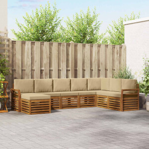 vidaXL Hoekbank Set 8 pcs Natuurlijk en Beige Massief Acaciahout