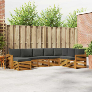 vidaXL Hoekbank Set 8 pcs Natuurlijk en Antraciet Massief Acaciahout