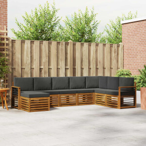 vidaXL Hoekbank Set 8 pcs Natuurlijk en Antraciet Massief Acaciahout