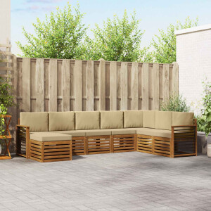 vidaXL Hoekbank Set 8 pcs Natuurlijk en Beige Massief Acaciahout