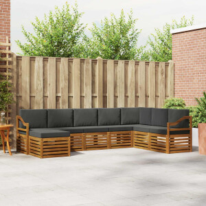 vidaXL Hoekbank Set 8 pcs Natuurlijk en Antraciet Massief Acaciahout