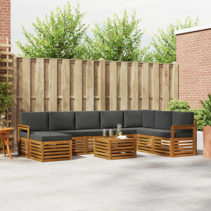 vidaXL Hoekbank Set 9 pcs Natuurlijk en Antraciet Massief Acaciahout