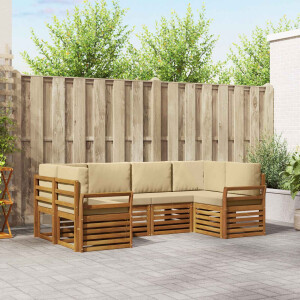 vidaXL Hoekbank Set met kussen 6 pcs Naturel Massief Acaciahout