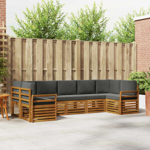 vidaXL Sofa-Sets 7 pcs Natuurlijk en Antraciet Massief Acaciahout