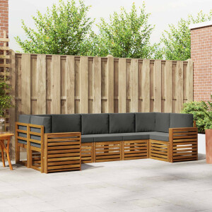 vidaXL Sofa-Sets 7 pcs Natuurlijk en Antraciet Massief Acaciahout
