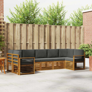 vidaXL Sofa-Sets 7 pcs Natuurlijk en Antraciet Massief Acaciahout