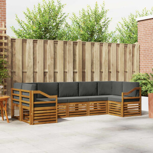 vidaXL Sofa-Sets 7 pcs Natuurlijk en Antraciet Massief Acaciahout