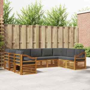 vidaXL Hoekbank Set 9 pcs Natuurlijk en Antraciet Massief Acaciahout