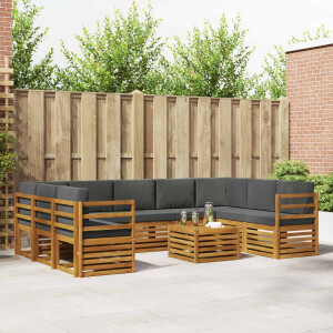 vidaXL Sofa-Sets 10 pcs Natuurlijk en Antraciet Massief Acaciahout