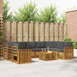 vidaXL Sofa-Sets 10 pcs Natuurlijk en Antraciet Massief Acaciahout