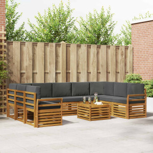 vidaXL Sofa-Sets 10 pcs Natuurlijk en Antraciet Massief Acaciahout