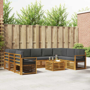 vidaXL Sofa-Sets 10 pcs Natuurlijk en Antraciet Massief Acaciahout