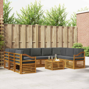 vidaXL Sofa-Sets 10 pcs Natuurlijk en Antraciet Massief Acaciahout