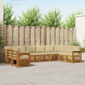 vidaXL Hoekbank Set 10 pcs Natuurlijk en Beige Massief Acaciahout