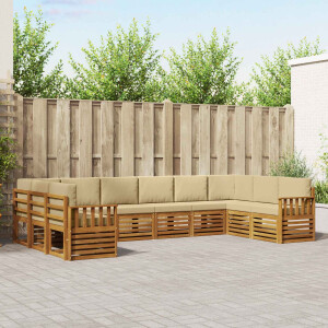vidaXL Hoekbank Set 10 pcs Natuurlijk en Beige Massief Acaciahout