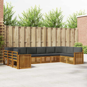 vidaXL Hoekbank Set 10 pcs Natuurlijk en Antraciet Massief Acaciahout