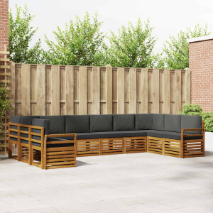 vidaXL Hoekbank Set 10 pcs Natuurlijk en Antraciet Massief Acaciahout