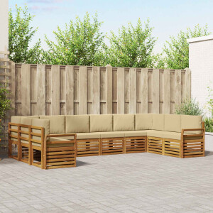 vidaXL Hoekbank Set 10 pcs Natuurlijk en Beige Massief Acaciahout