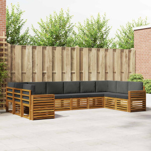 vidaXL Hoekbank Set 10 pcs Natuurlijk en Antraciet Massief Acaciahout
